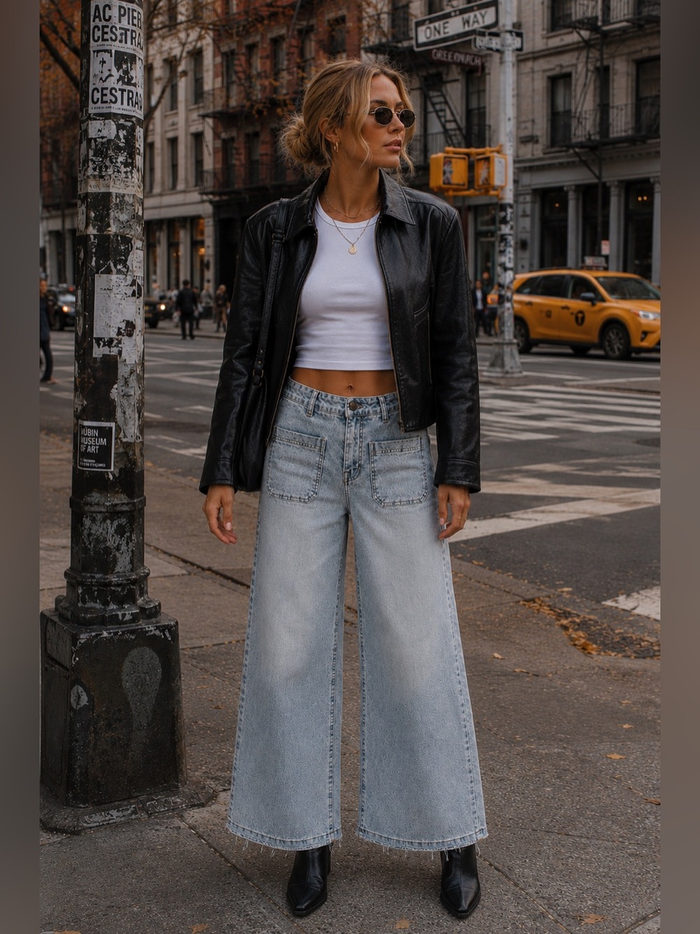 FRYE Stretch Wide Leg Crop Jeans Size 29 Acid Wash Patch Pocket Raw Hem